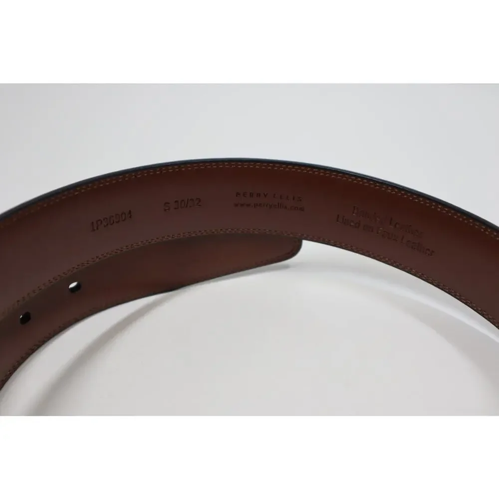Perry Ellis Black‎ and Brown Bonded Leather Lined on Faux Leather Belt Size S